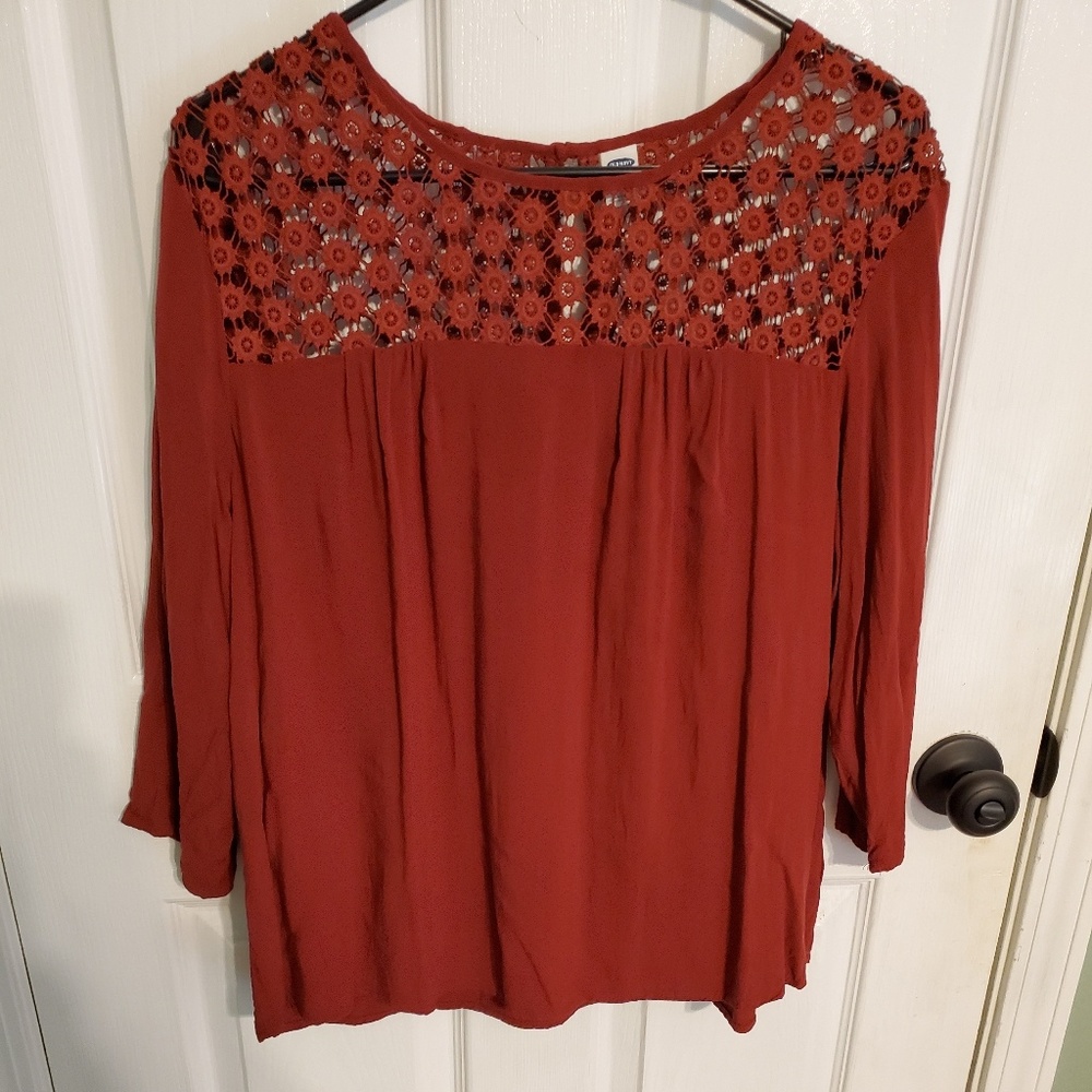 Red top with lace detailing